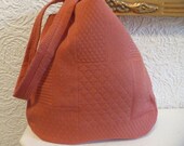 Japanese Knot Bag, Quilted Design Handbag, Copper Handbag, Patchwork Design Bag, Womans Brown Bag, Rust Bag, Country Theme, Cotton Lined