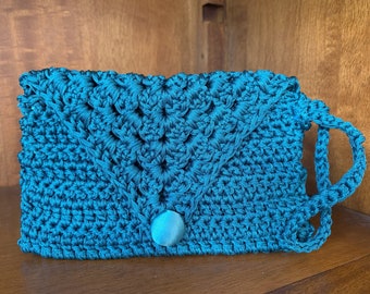 Blaue Häkelarbeit-Spitzen-Satin-Abendtasche, Kupplung für besondere Anlässe