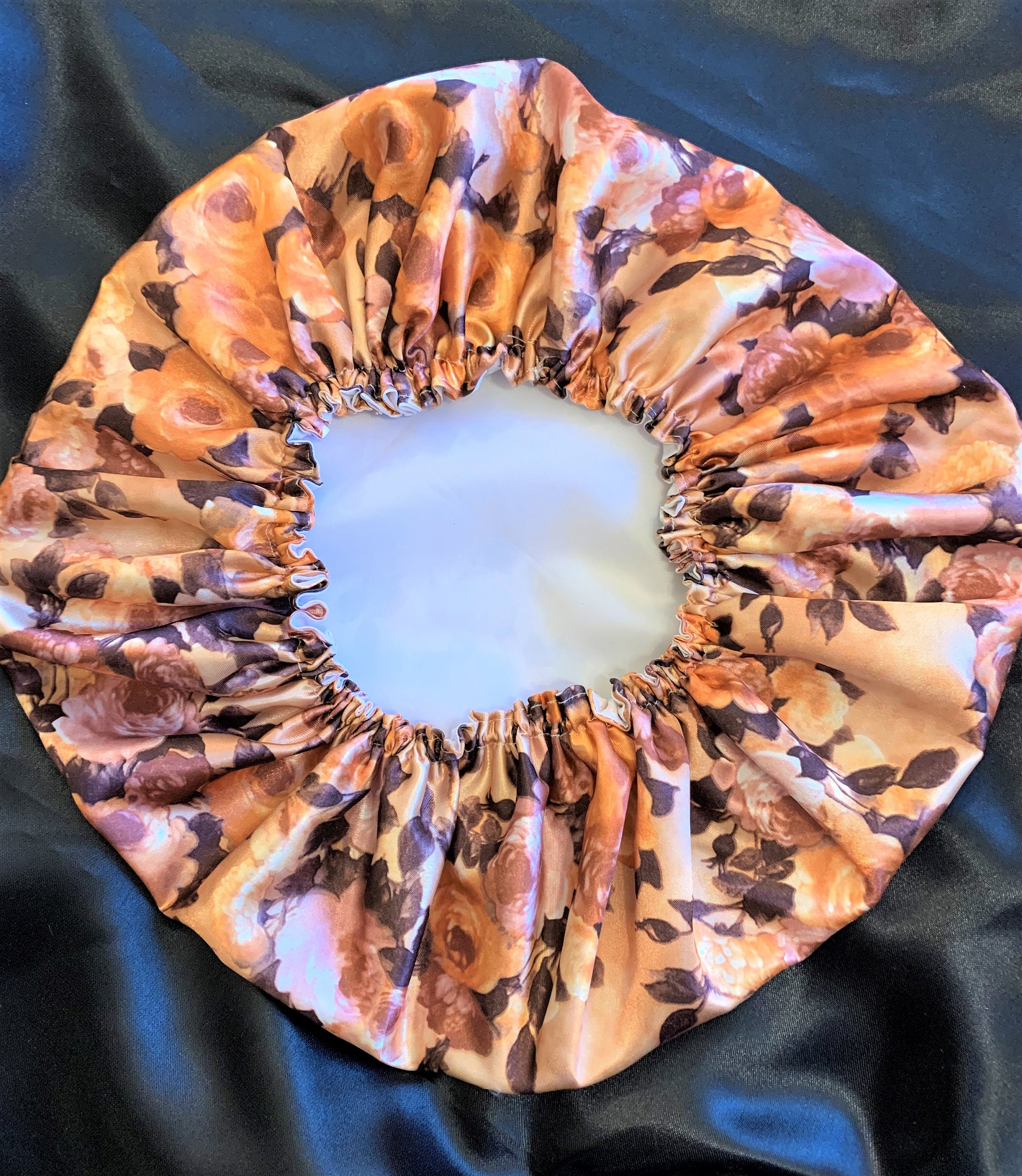 Gold Floral Shower Cap Waterproof Shower Cap Satin Bath Cap Etsy UK