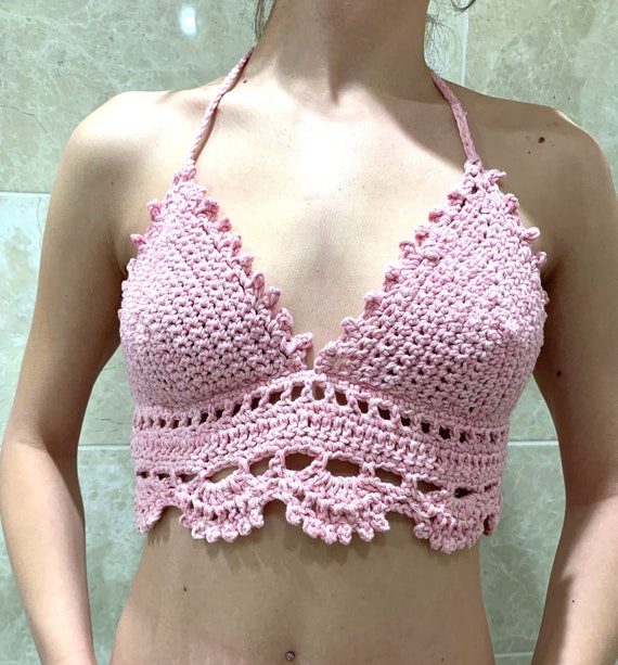 Women's Lace Lingerie V Neck Crochet Bralette Bra Crop Top Floral