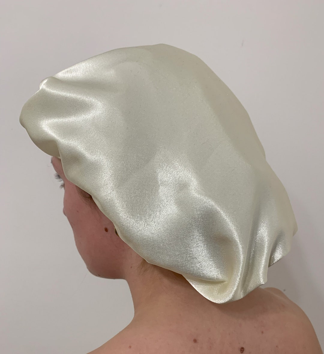 Cream Shower Cap, Waterproof Shower Cap, Top Quality Duchess Satin
