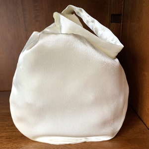 Ivory Satin Japanese Knot Wristlet Bag: Brides, Bridesmaids Wristlet, Formal Evening Clutch