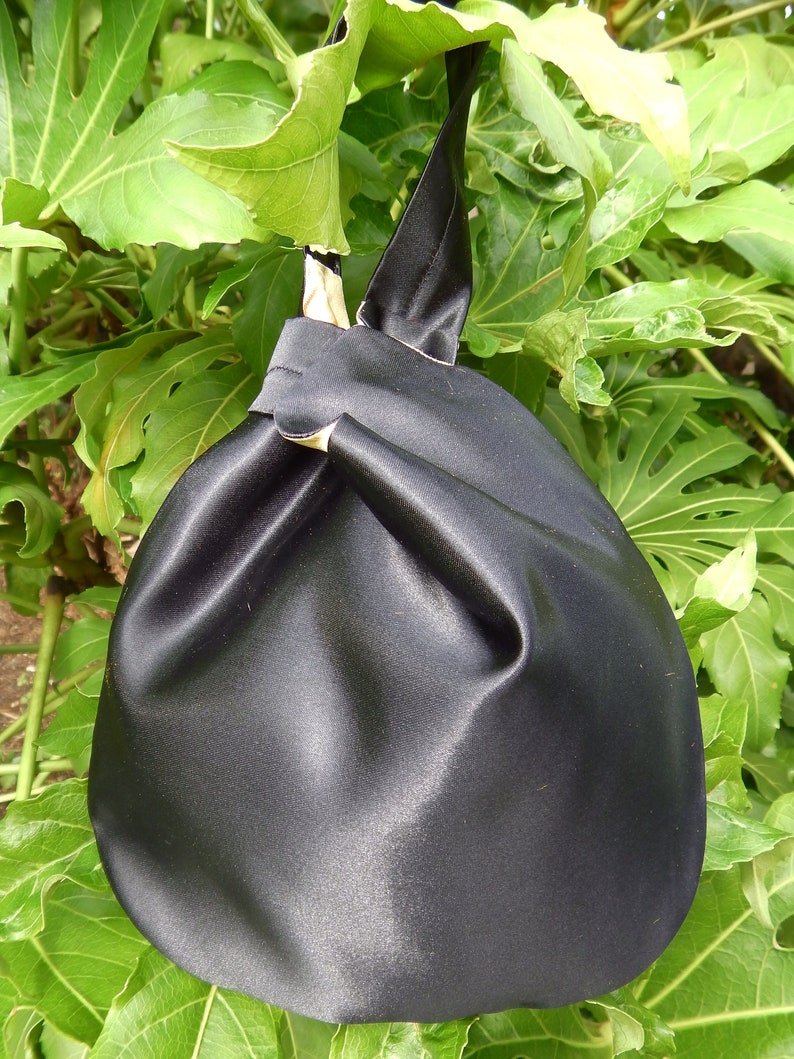 Black Evening Bag Japanese Knot Bag Black Satin Wristlet Etsy Australia