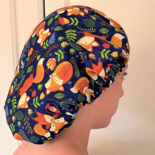 Fox Shower Cap, Waterproof Shower Cap, Cotton Shower Cap, Hair Treatment Cap, Luxury Shower Cap, Blue Bath Cap FREE Gift Wrapped and UK Post