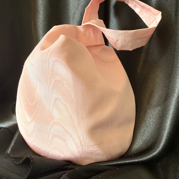 Pink Evening Wristlet, Japanese Knot Bag, Taffeta Bag, Ladies Evening Bag, Water Print Evening Bag, Satin Lined - FREE Gift Wrap and UK Post