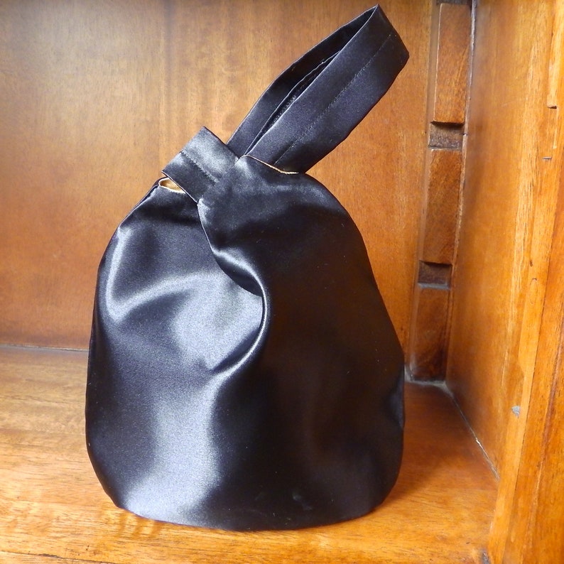 Black Evening Bag Japanese Knot Bag Black Satin Wristlet Etsy Australia