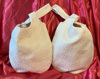 Gold Japanese Knot Wristlet Bag: Metallic Embroidered Evening Clutch, Brides, Bridesmaids, Ladies Formal Bag,