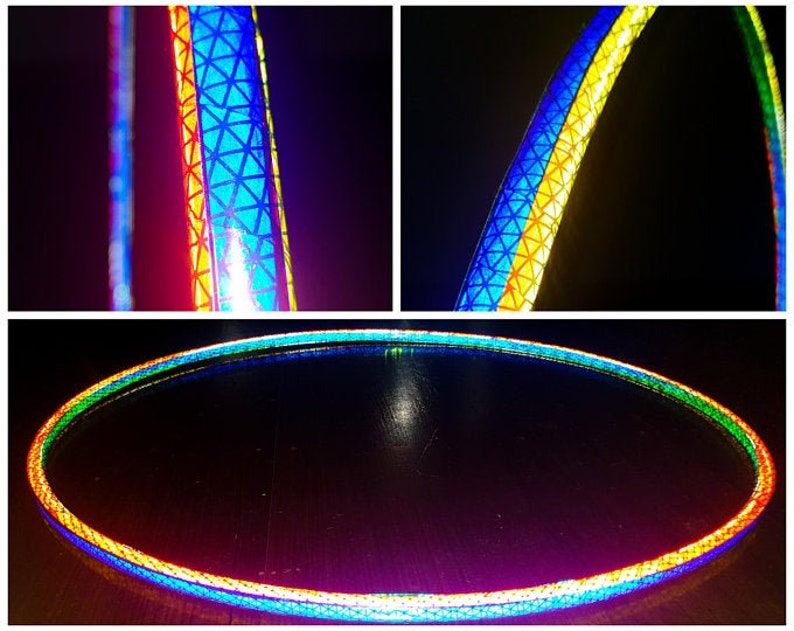 Multi-Coloured Reflective Hula Hoop Four Sided Rainbow Collapsible Polypro or HDPE