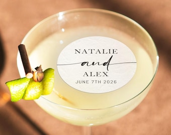 EDIBLE Wedding Drink Toppers, Edible Cupcake Topper & Cocktail Drink Garnish Discs, Personalized Engagement Birthday Party Cocktail Toppers