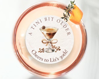 A Tini Bit Older Birthday Drink Toppers Espresso Martini Cocktail Toppers Martini Theme 30th Birthday Party Favor Funny Birthday Decorations