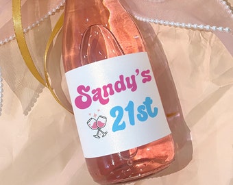 Wine Bottle 21st Birthday Champagne Label/Custom 21st Birthday Gift/21st Birthday Presents for Girl/21st Gift for Him/Twenty Five Twenty One