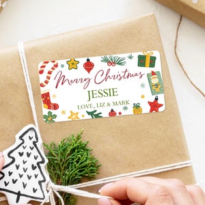 Christmas Gift Label/Custom Name Labels/Personalized Christmas Gift Tag Labels/Christmas Wrapping Labels/Kids Christmas Stickers/Gift Tags