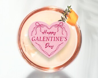 Galentine's Day Drink Toppers, Edible Cocktail Decor, Valentines Girls Night Out Decor, Galentine's Day Party Decor, Heart Shaped Toppers