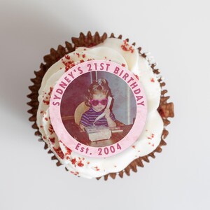 Custom EDIBLE Photo Cupcake Toppers/21st Birthday Party Decoration/Personalized Edible Image Cupcake/Cake Decoration/Edible Image Toppers