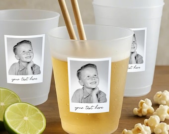 Custom Frosted Cups, Personalized Party Cups, Custom 30th Birthday Decoration, Custom Photo Cups, Custom Face Party Cups Decor, Vintage 1995