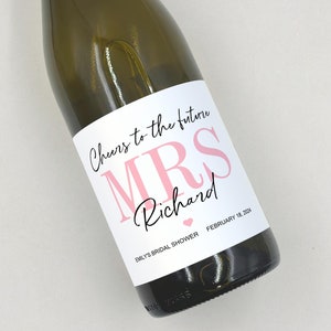 Bridal Shower Mini Champagne Label Bridal Party Gift Personalized Wine Label Cheers to the Future Mrs Bachelorette Party Favors Miss to Mrs.
