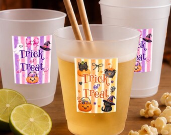 Personalized Halloween Frosted Cups/Trick or Treat Party Cups/Halloween Party Cups/Boo Bash Cups Pumpkin Halloween Drinkware/Custom Any Text