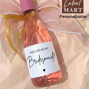 Bridesmaid Proposal Mini Champagne Label, Maid of Honor Gifts, Will you be my Bridesmaid, Bridesmaid Wine Label, Bridesmaid Proposal Box image 1