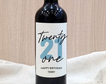 Custom 21st Wine Bottle Label 21st Birthday Gift for Him Alcohol 21st Birthday Ideas 21st Birthday Gift for Men  21st Birthday Label