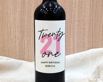 Étiquette de vin 21e anniversaire/Cadeau personnalisé 21e anniversaire/Enfin 21 Twenty One/21e Étiquette champagne/21e cadeau d'anniversaire pour elle/21e cadeau pour lui