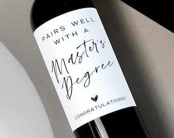 Personalized Graduation Gift, Master's Degree Wine Label, Graduation Gift for Best Friend, Graduation Card, Masters Graduation,Class of 2023