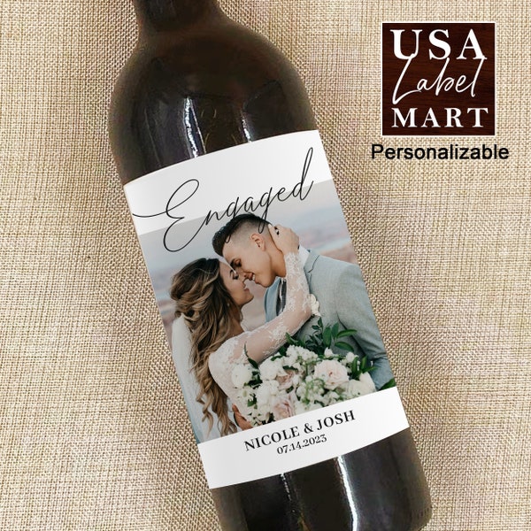 Engagement Wine Label/Custom Photo Wine Label/Engagement Gift for Couple/Unique Anniversary Gifts/Valentines Gift for Her/Wedding Wine Gift