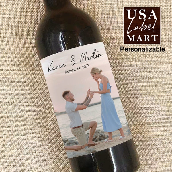 Custom Photo Wine Label, Engagement Champagne Label, Personalized Engagement Gifts for Couple, Special Proposal Gifts, Wedding Gift for Wife