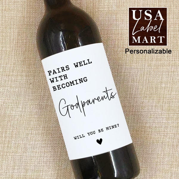 Godparents Proposal Wine Label/Godparents Proposal Gift/Pairs well with becoming Godparents Label/Will You Be My Godparents Proposal