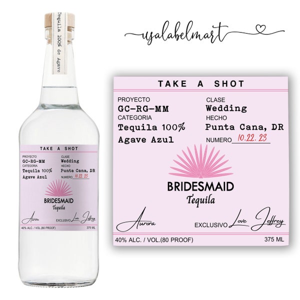 Casamigos Tequila Labels, Bridesmaid Proposal Gift, Bridesmaid Gift, Groomsman Tequila Gift, Casamigos Labels, Custom Tequila Bottle Label