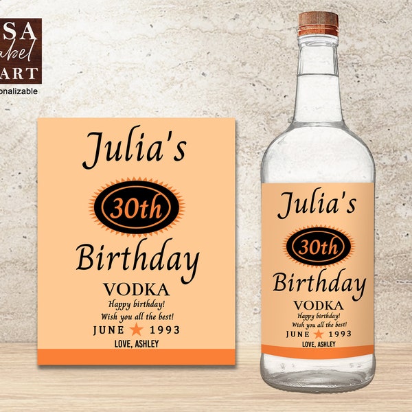 Custom Titos Vodka Label 30th Birthday Gift Customized Label for Birthday Party Birthday Personalized Vodka Label Sticker 21st Birthday Gift