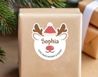 Christmas Baby Deer Stickers, Personalized Christmas Name Stickers, Holiday Gift Tag Stickers, Christmas Gift Wrapping & Holiday Labels