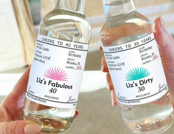 Forty and Fabulous Birthday Party Labels Custom 40th Birthday Gift for Women Adult Party Favors 40th Birthday Favor Birthday Casamigos Label