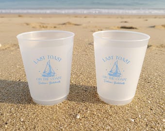 Custom Bachelorette Party Cups, Personalized Frosted Cups, Beach Bach Party Favors, Girls Trip Cups, Last Toast on the Coast Wedding