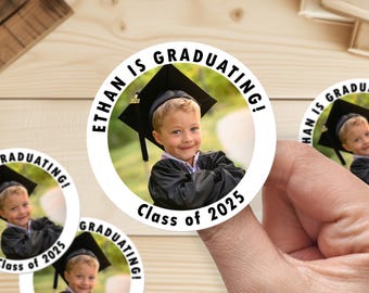 Custom Graduation Photo Stickers/Class of 2025 Graduation Labels/Graduation Party Favors/Grad Party Decoration/High School Grad/College Grad