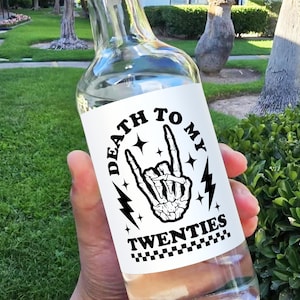 10 X Death To My 20s Mini Shot Bottle Labels Death to my Twenties Birthday Labels 30th Birthday Party Decoration 30th Birthday Decor for Him image 3