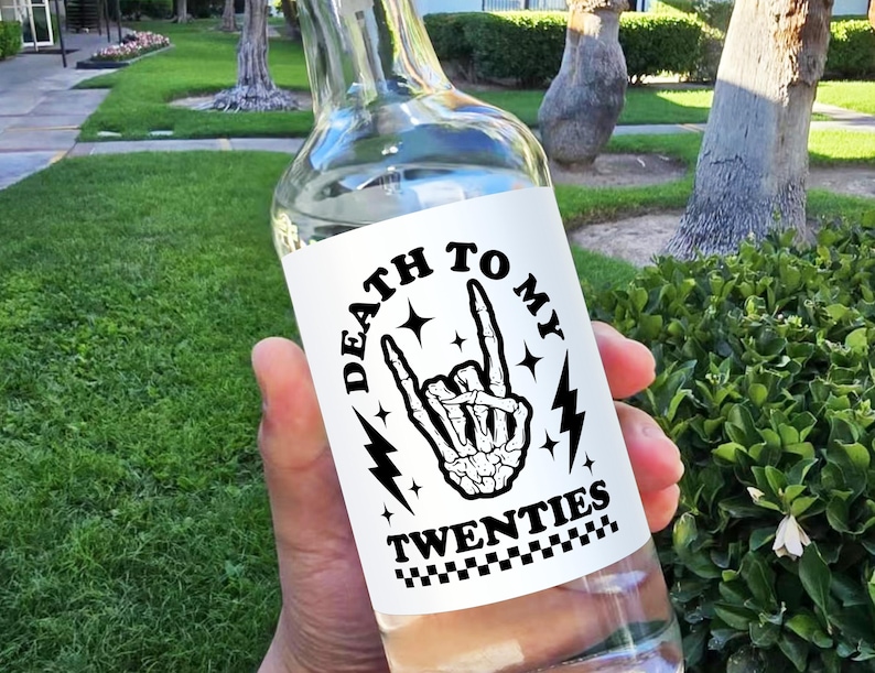 10 X Death To My 20s Mini Shot Bottle Labels Death to my Twenties Birthday Labels 30th Birthday Party Decoration 30th Birthday Decor for Him image 3