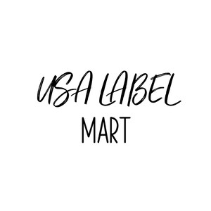 May include: The words "USA LABEL MART" are written in black script on a white background. The text is arranged in two lines, with "USA LABEL" in a cursive font above "MART" in a sans-serif font.