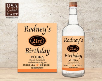 21st Titos Custom Label Personalized 21st Birthday Gift Customized Label for Birthday Party Vodka Bottle Label Sticker 21st Wine Label