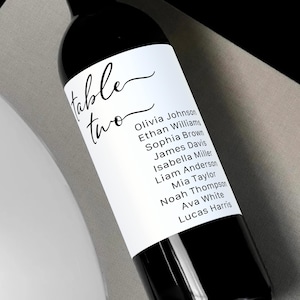 Wedding Table Number Wine Bottle Seating Alternative Table Seating Wine Bottle Labels Personalized Wedding Seating Chart Printed Seat Label