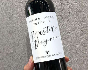 Master's Degree Wine Label, Personalized Graduation Wine Label, Graduation Gift for Her, Graduation Card, Masters Graduation, Class of 2024