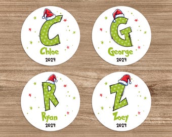 Personalized Christmas Name Stickers/Grinchmas Labels/Santa Initial Stickers/Christmas Gift Stickers/Personalized Christmas Gift Tag Labels