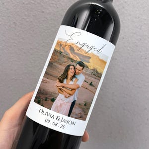 Engagement Wine Label/Custom Photo Wine Label/Engagement Gift for Couple/Unique Anniversary Gifts/Valentines Gift for Her/Wedding Wine Gift