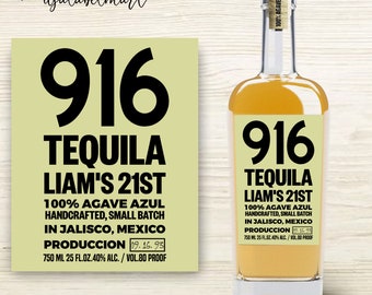21st Birthday Gift, 30th Birthday Gift, 21st Birthday Gift for Him Alcohol, 30th Birthday Tequila Theme, Tequila Bottle Label, Gift for Her