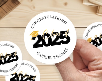 100 Graduation Stickers Personalized Thank you Sticker Graduation Party Favor Labels Grad Party Decoration Custom Graduation Label