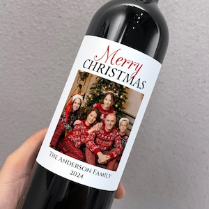 Christmas Wine Label Christmas Gift Custom Photo Wine Label Holidays Wine Gift Christmas Party Decorations Christmas Vacation Wine Labels