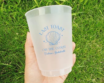 Custom Bach Trip Cups, Last Toast on the Coast Cups, Personalized Bachelorette Beach Frosted Cups, Coastal Bachelorette Cups, Girls Trip