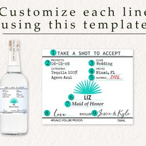 Custom Casamigos Tequila Label, Bridesmaid Proposal Gift, Tequila Bottle Label for Bridesmaid, Printable and Editable Casamigos Blanco Label