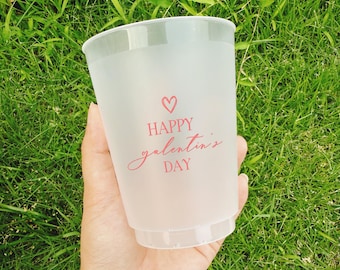 Personalized Galentine’s Day Party Cups|Custom Frosted Reusable Cups|Girls Night Drinkware|Bachelorette Party Favor|Valentine Party Supplies