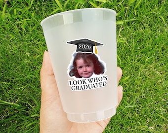 Custom Graduation Party Cups, Personalized Photo Cups, Look Who’s Graduated 2026, Funny Grad Party Favors, Senior Night Cups Gift