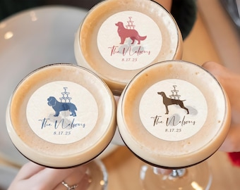 Custom Pet Cocktail Toppers/Dog Wedding Drink Toppers/Edible Drink Decor with Champagne Tower/Personalized Pet Wedding Party Favors